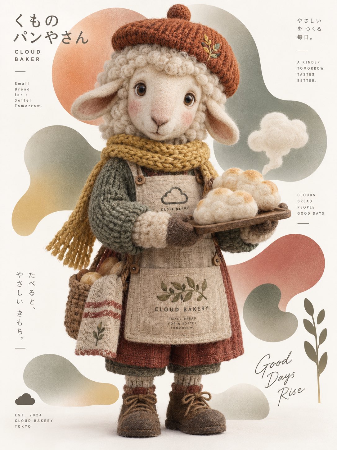 【角色】,手工纤维玩偶感 3D 角色设计。定格动画木偶美学 × 毛毡纤维艺术 × 粗针织服装 × 绘本人物比例。头发像梳
