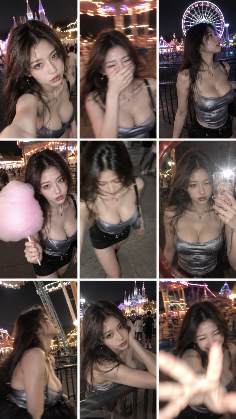Generate a set of amateur, failed candid photos around the t