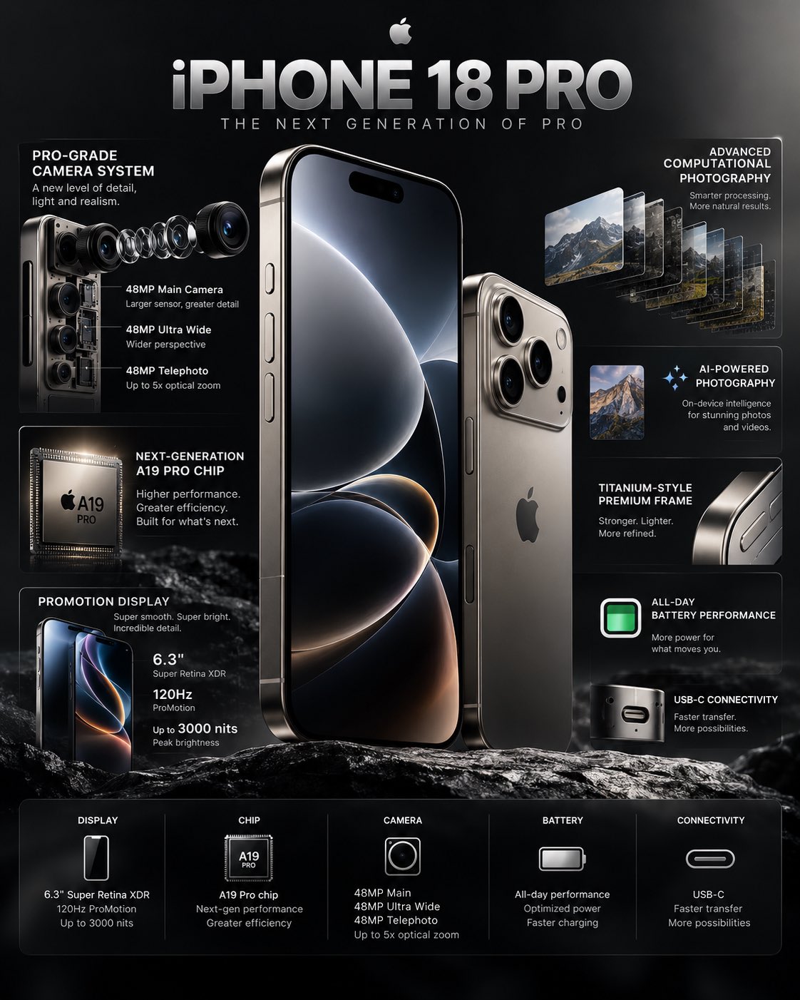 Create a premium, photorealistic 4K technology infographic s