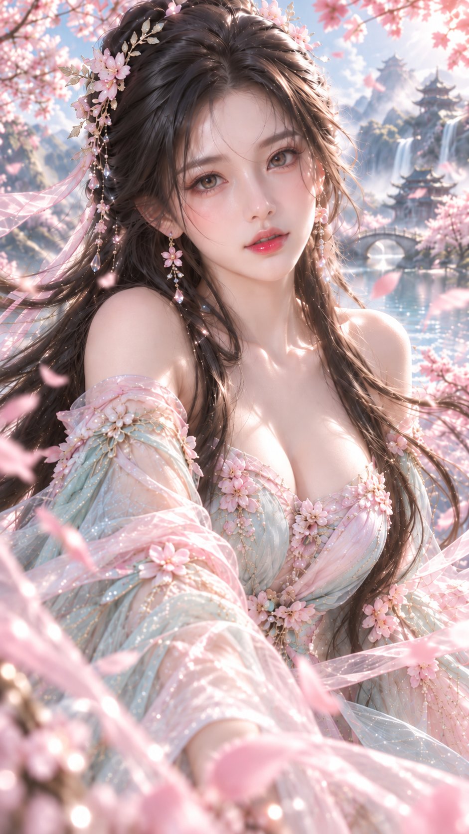 9:16 竖版,高精度 3D CG 东方幻想女性角色肖像,3D CG oriental fantasy beauty p