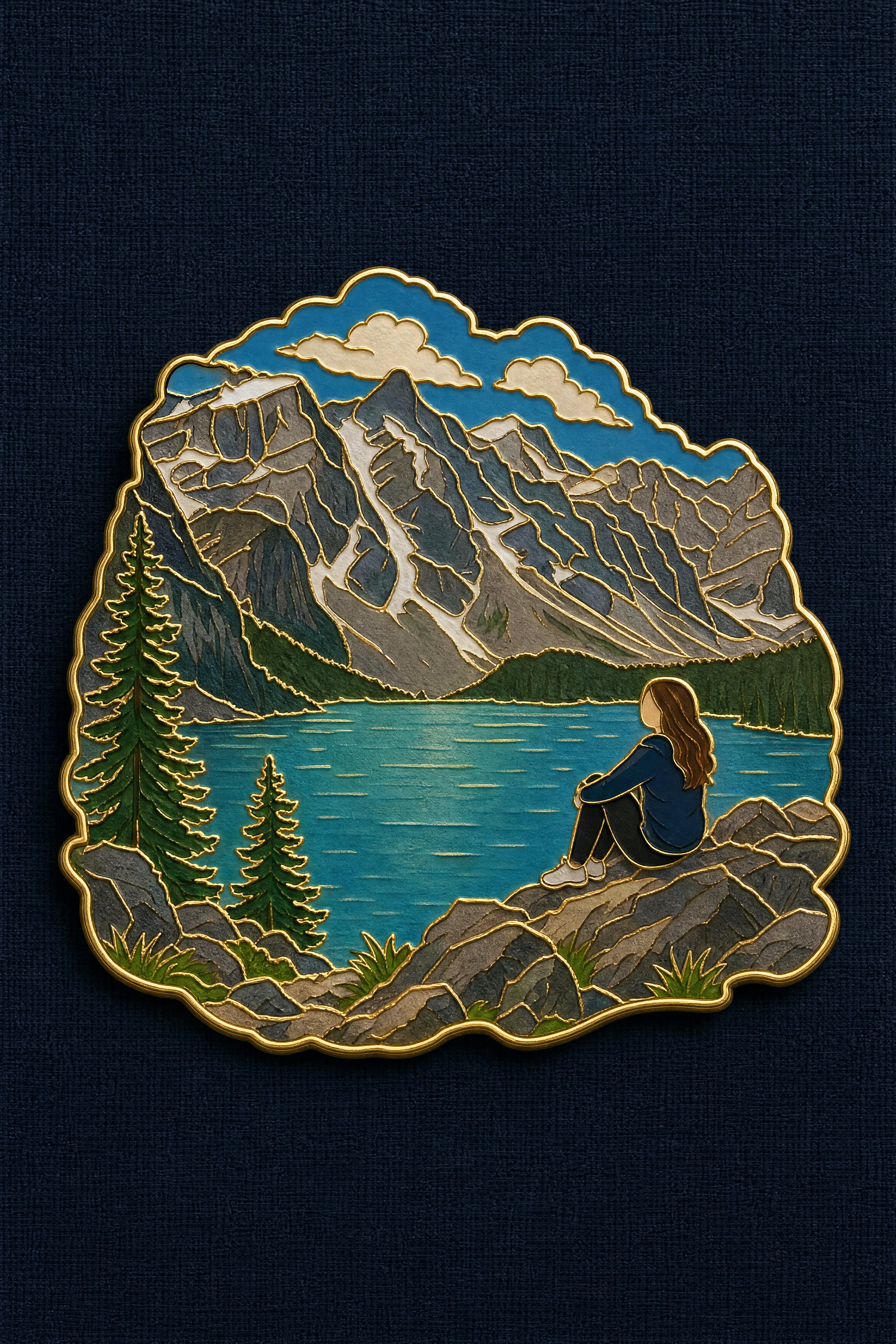 Turn the reference photo into a travel souvenir enamel pin b