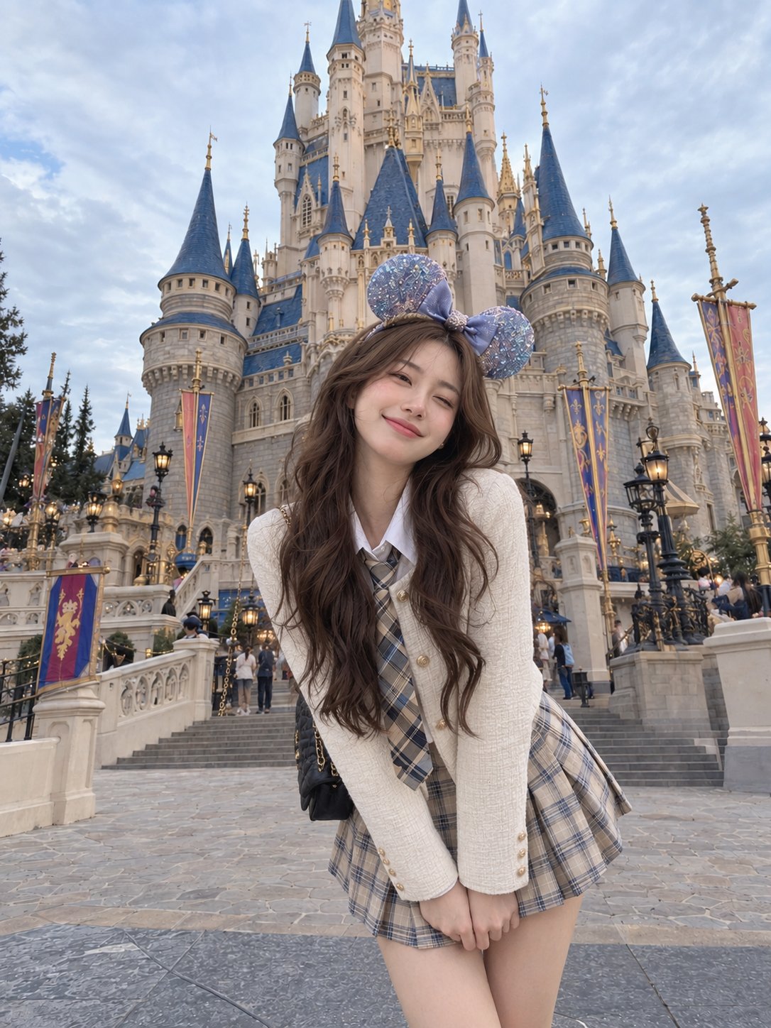 A realistic candid travel photo of a young East Asian woman