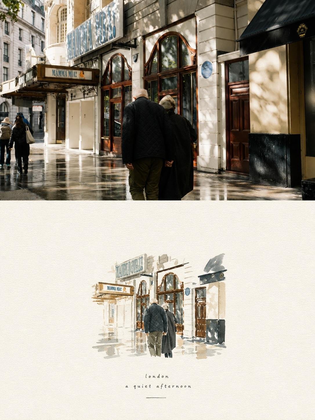 Create a refined editorial travel-art composition based on a