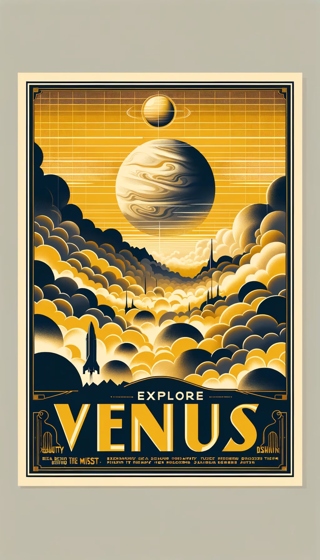 A vintage travel poster for Venus in portrait orientation. T