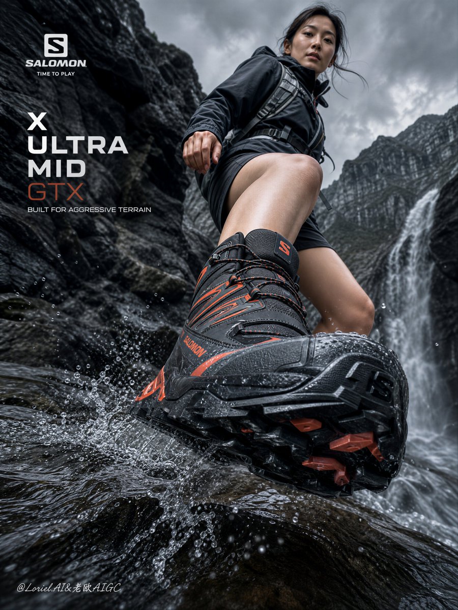 Create an ultra-premium commercial poster for **Salomon X Ul