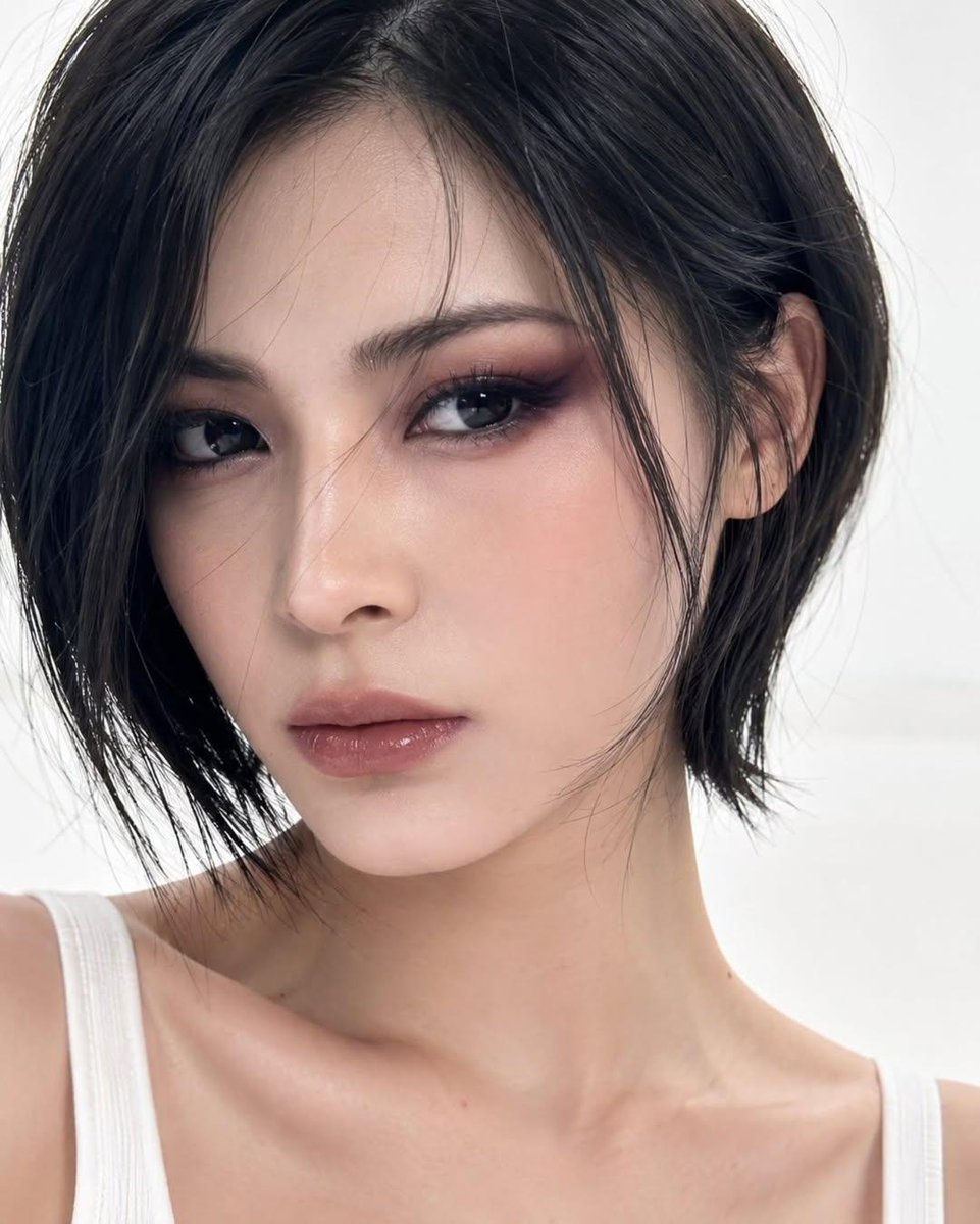 Ultra-realistic beauty portrait of a young woman with a chic