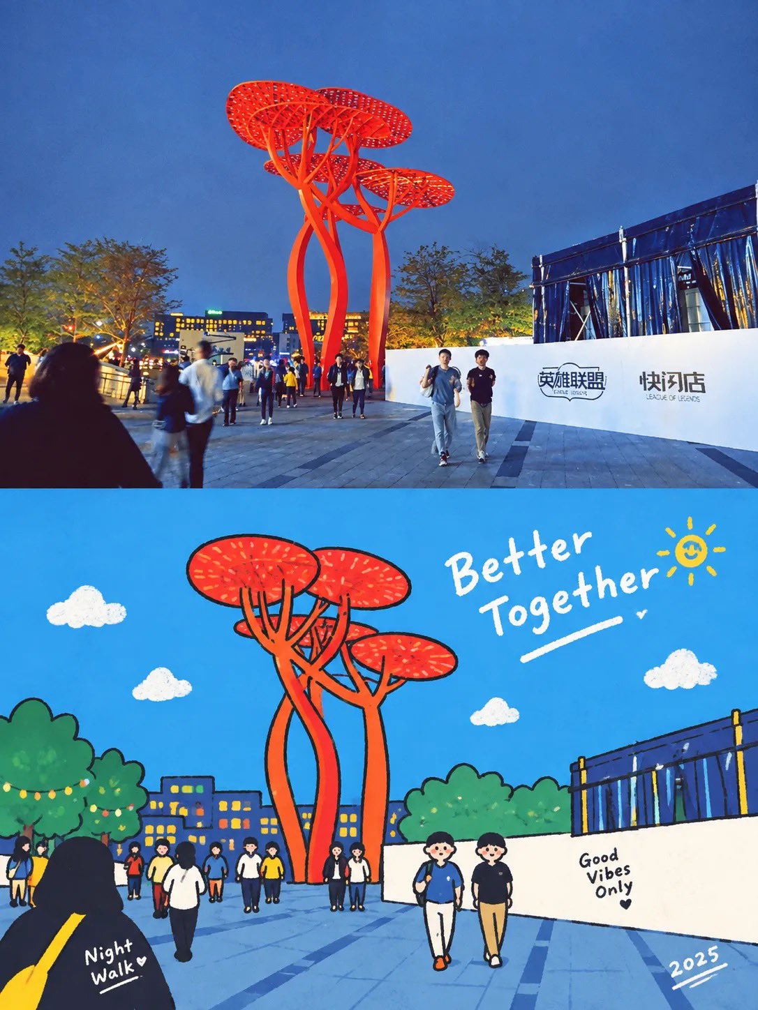 Transform the provided real photograph into a charming hand-