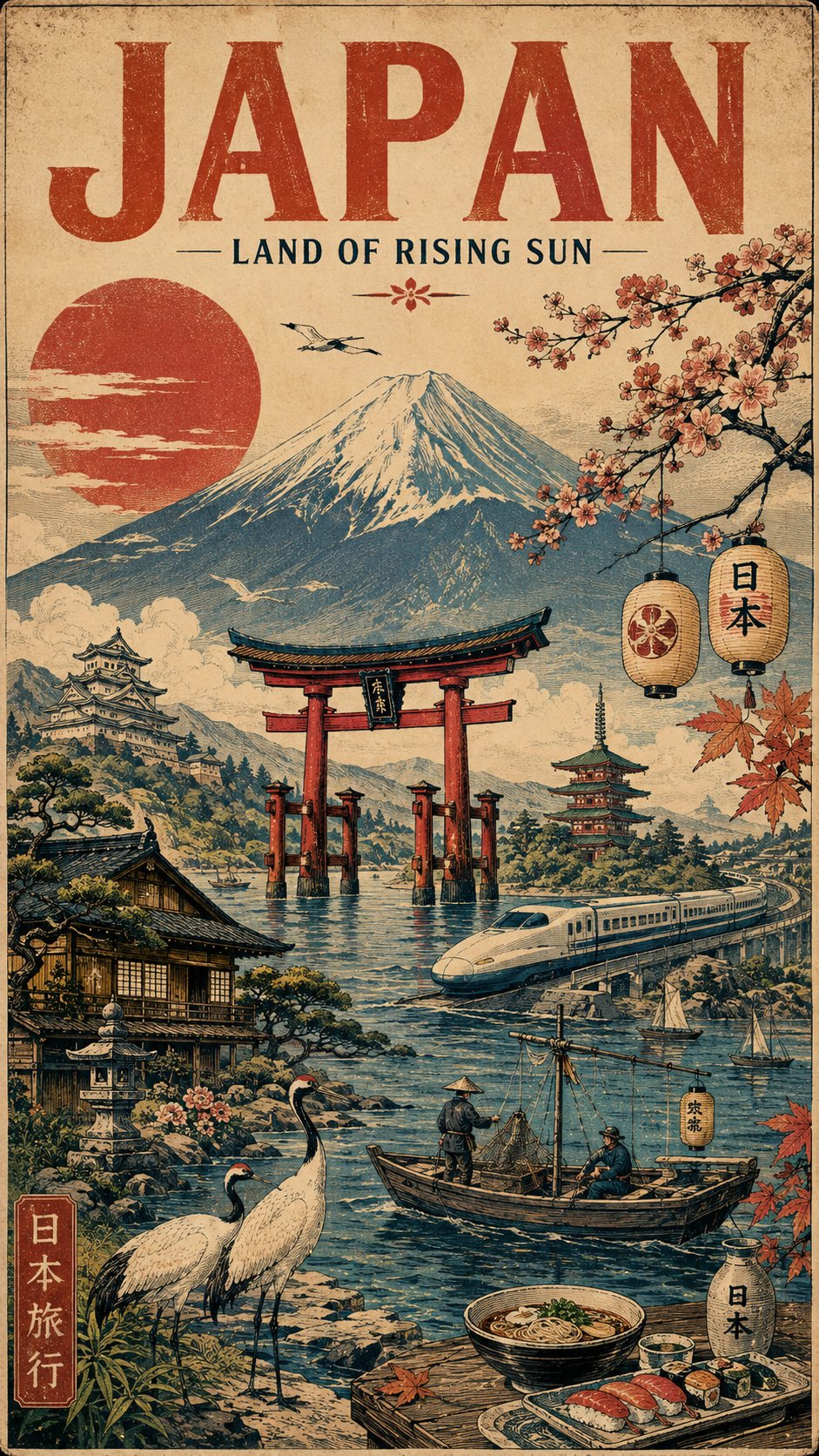 Create a vintage hand-illustrated travel poster celebrating 