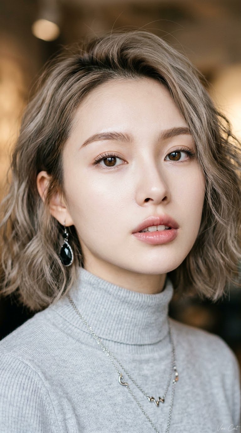 二十岁出头年轻东亚女性特写肖像,微混血感精致骨相,面部折叠度高,五官立体集中,流畅精巧的鹅蛋心形脸,颧骨平缓不外扩,下颌