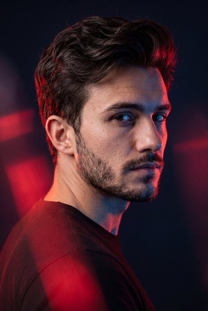 Ultra-realistic cinematic portrait of the person in image pr