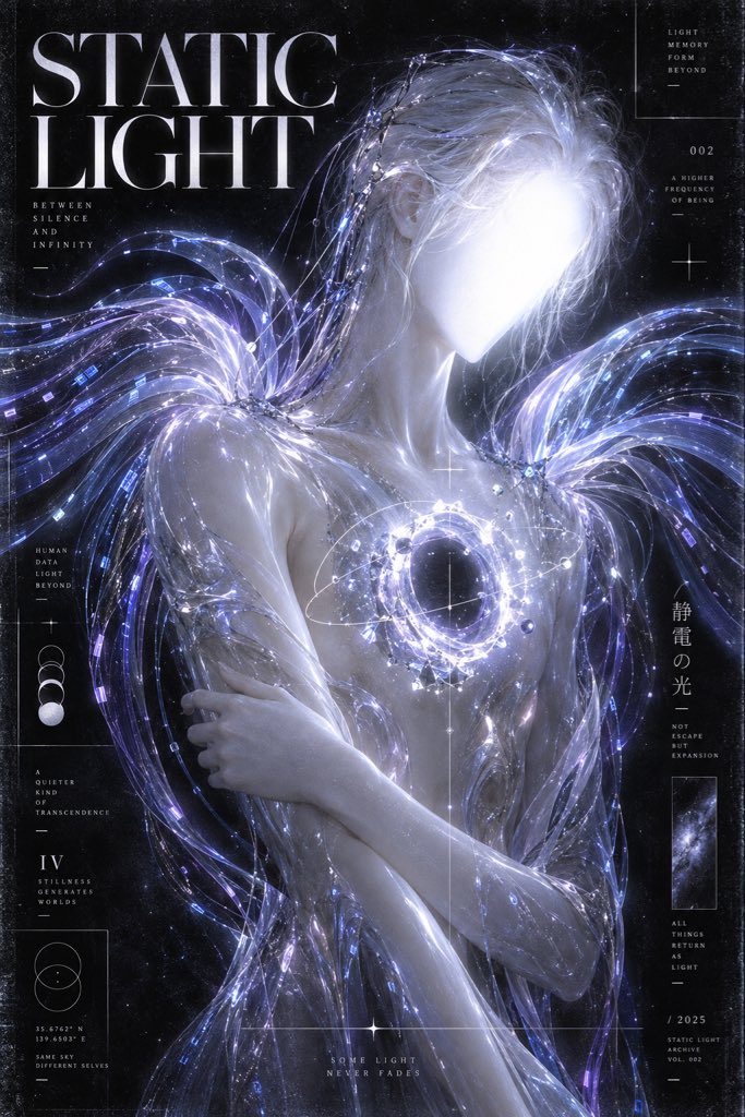 2:3 竖版海报,dark sci-fi editorial poster,faceless angel reimagi