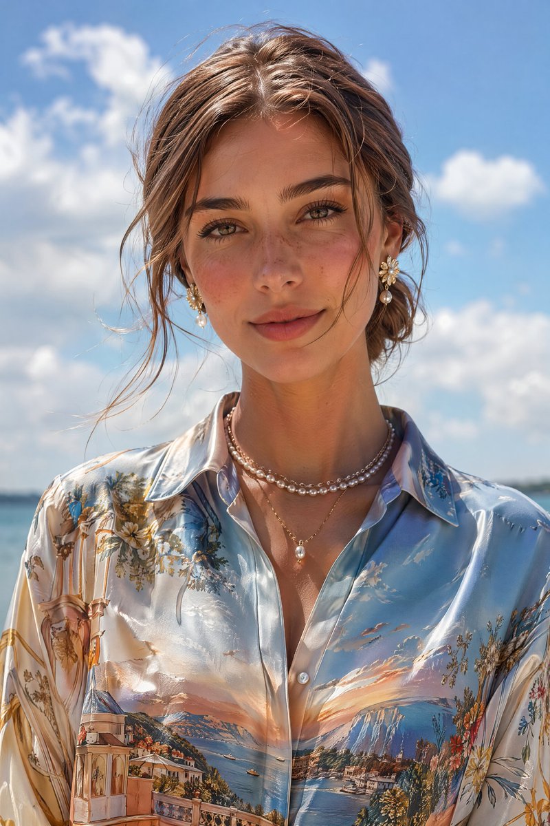 Ultra-realistic luxury fashion portrait of a naturally beaut