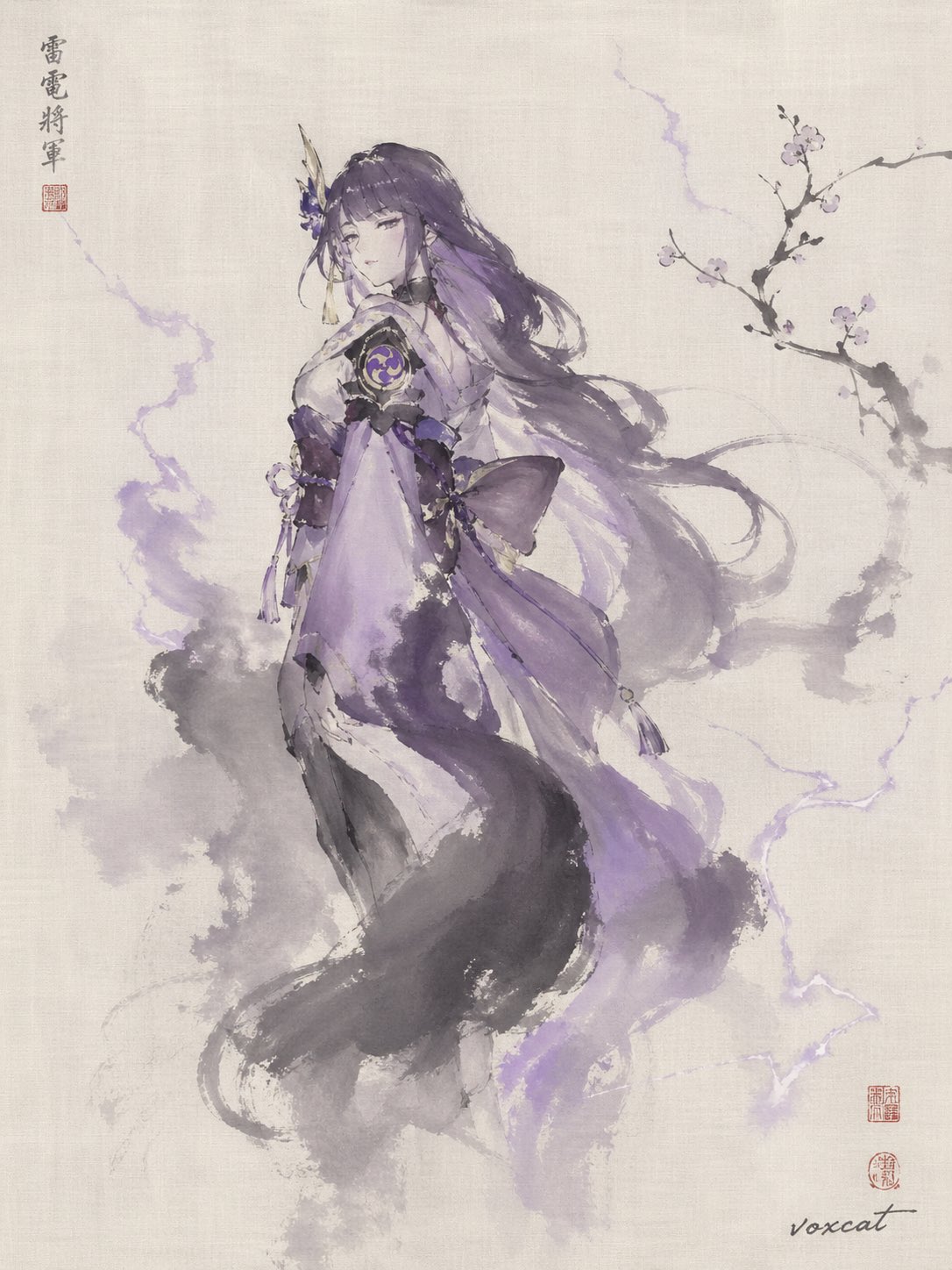 【主题 / 角色】，白绢本原作感的当代没骨写意人物水墨，融合高马得式减笔人物、关良式戏曲人物写意、林风眠式淡彩仕女与没骨