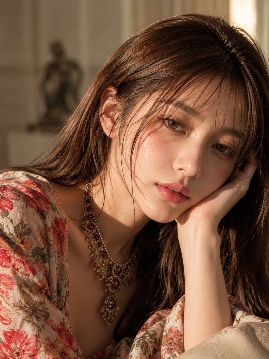 Ultra-realistic cinematic close-up portrait of a beautiful y