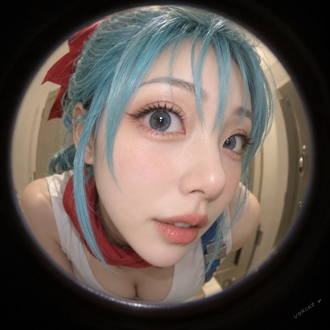 [角色 / 主题]，圆形门镜视角 / 猫眼视角 / circular fisheye peephole close-up