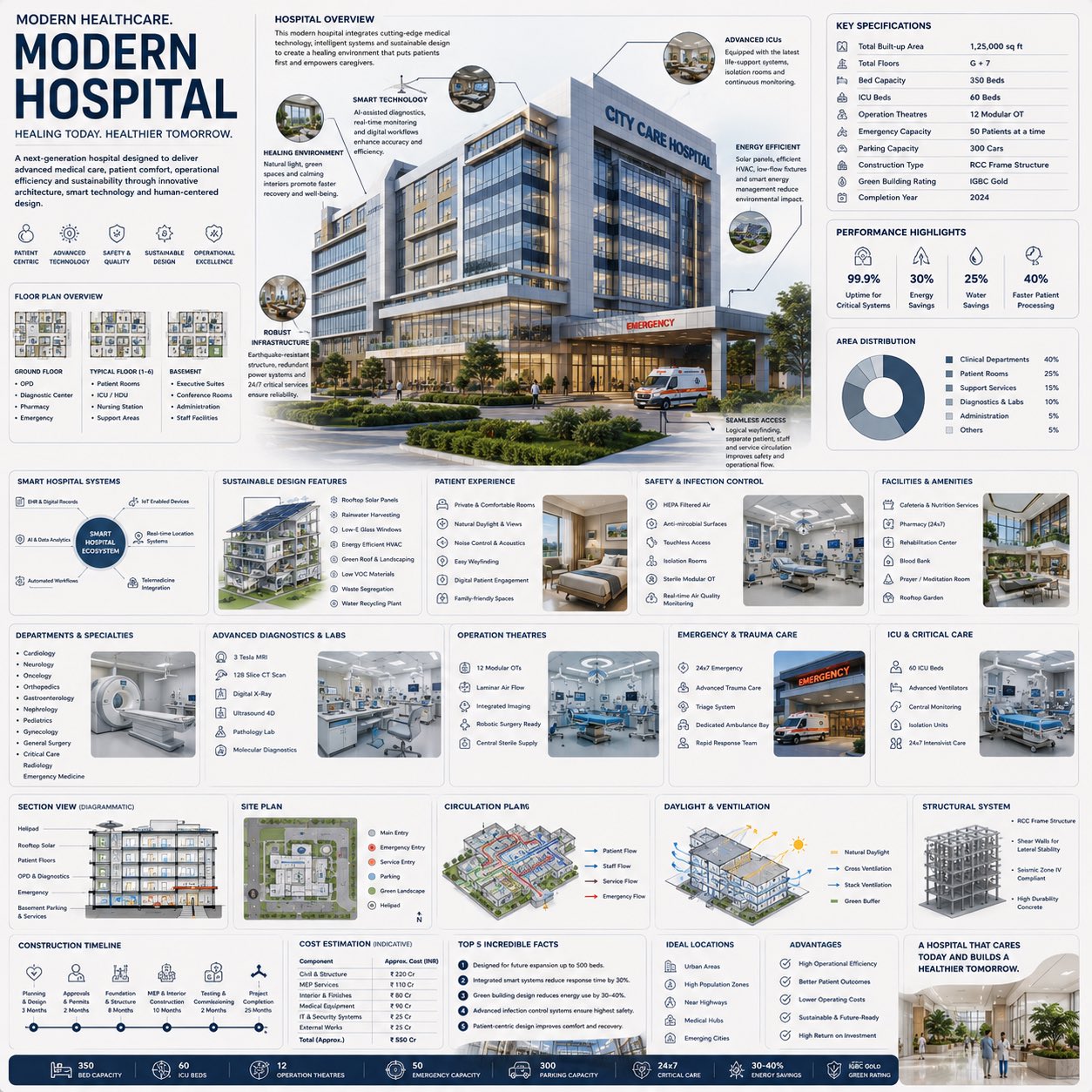 Create a premium square “reference-style healthcare architec