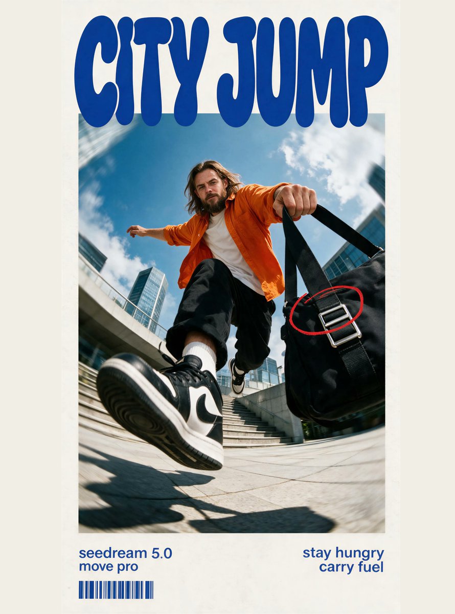 Create a vertical streetwear editorial poster with a bold yo