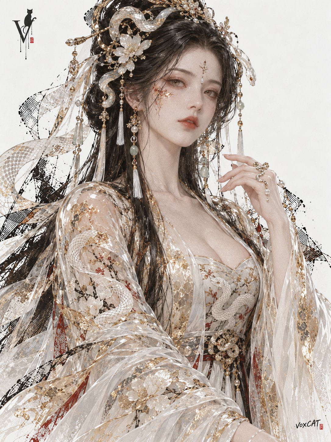 Editorial CG 真人 × 半透明介质 × 工笔重彩 × 日本地下插画 × 极简留白