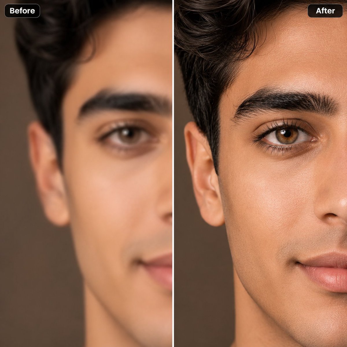 Restore and enhance an old damaged photo. Remove scratches, 