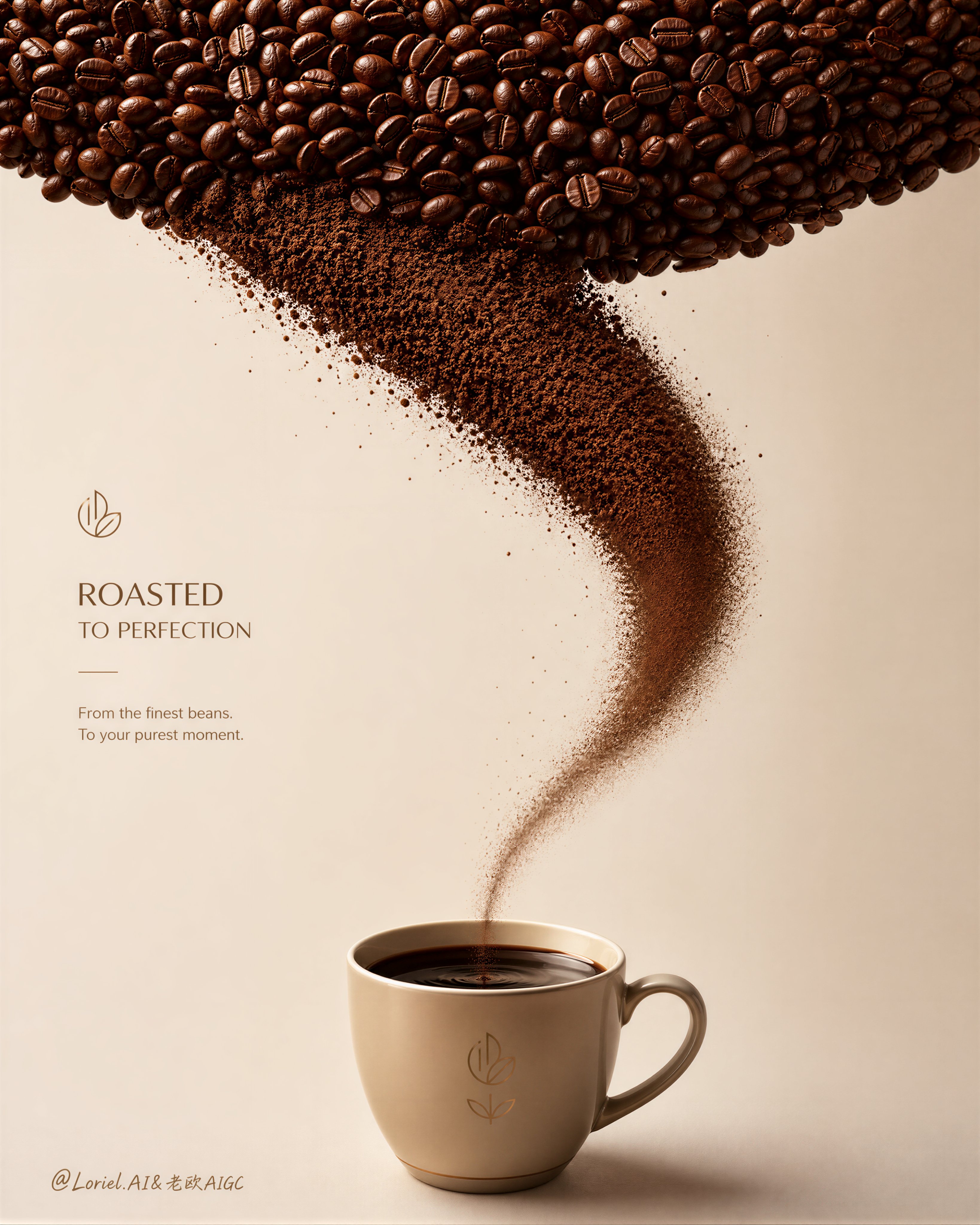 Minimal coffee ads fail when the powder becomes a random fal