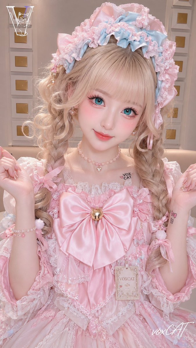 自定义角色，年轻成年女性形象，整体呈现二次元娃娃化的甜美真人角色扮演风格，萌系洛丽塔气质，软萌、亲和、讨喜的情绪表达。角