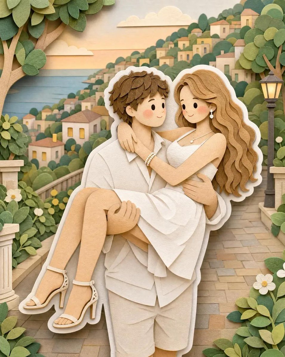 Convert this image into a soft, handcrafted paper-cut layere