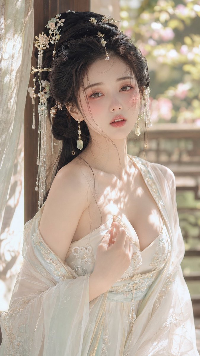 - 眼下和面中的腮红比平时更明显一点，鼻尖再带一点微红，嘴唇微微张开，浅樱桃或蜜桃粉的水光唇一上去，整个人就会有那种含羞
