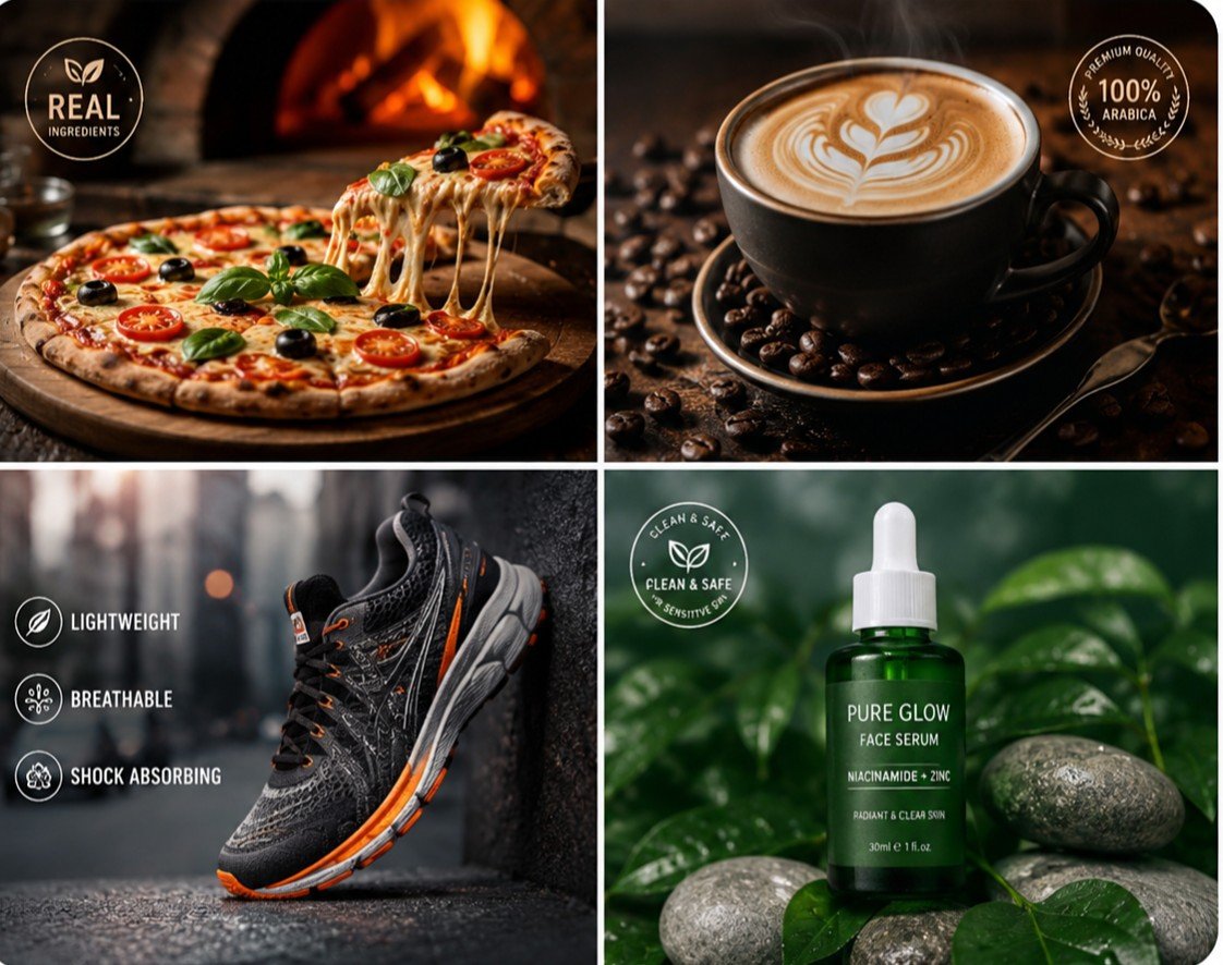 Ultra-realistic premium coffee advertisement featuring a mat