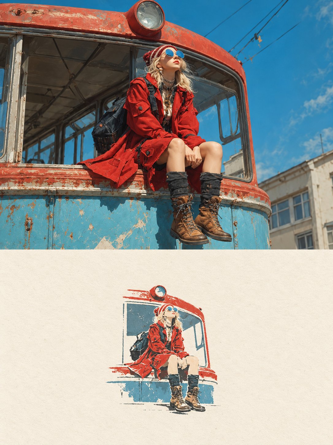 Create a high-end editorial poster using the uploaded photo