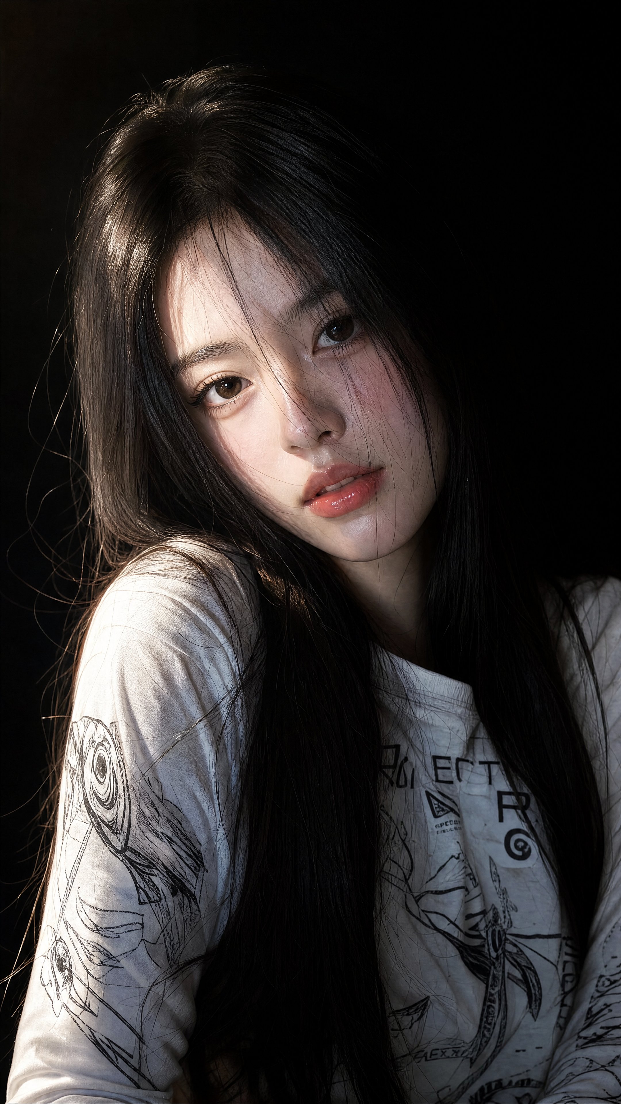 Close-up portrait of a beautiful young East Asian woman with