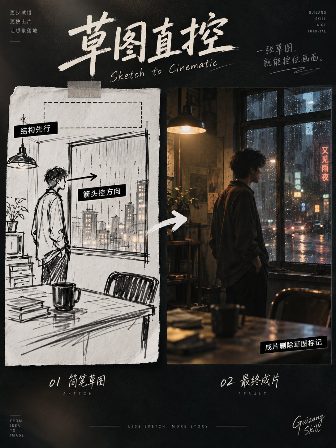 打开 ChatGPT Images,输入 @Sketch,绘制一张3比4竖版构图草图。