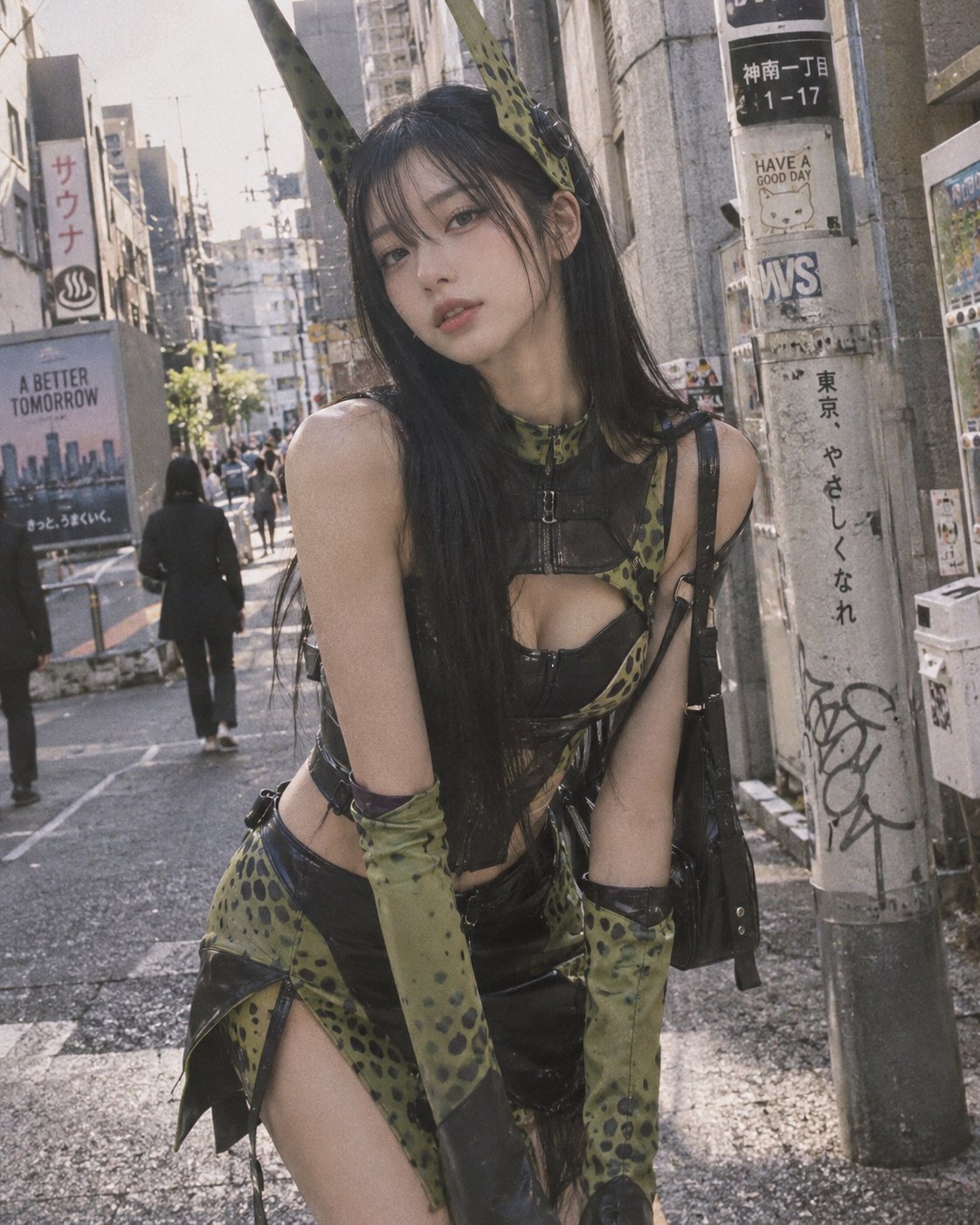 Japanese-style casual candid photography featuring a beautif