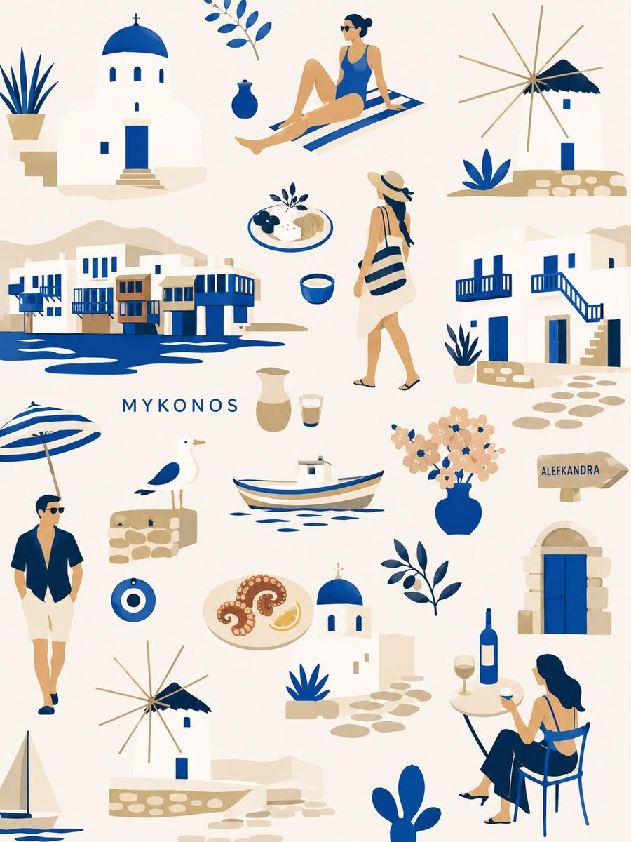 Create a sophisticated flat-vector editorial pattern illustr