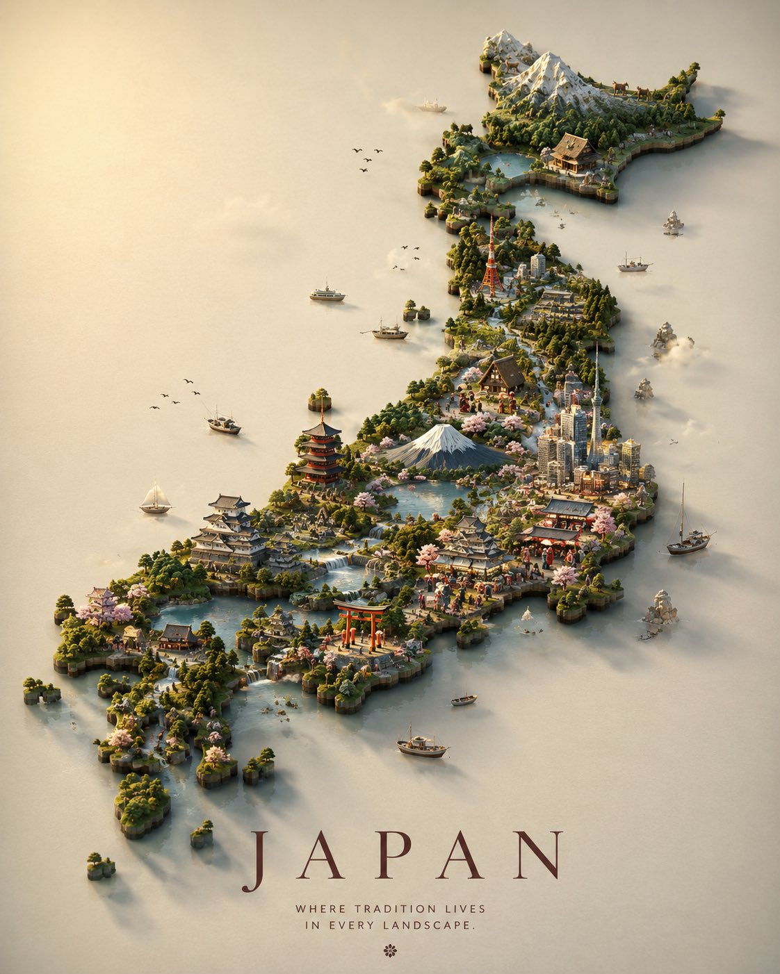Create a premium vertical 4:5 conceptual travel poster of [C