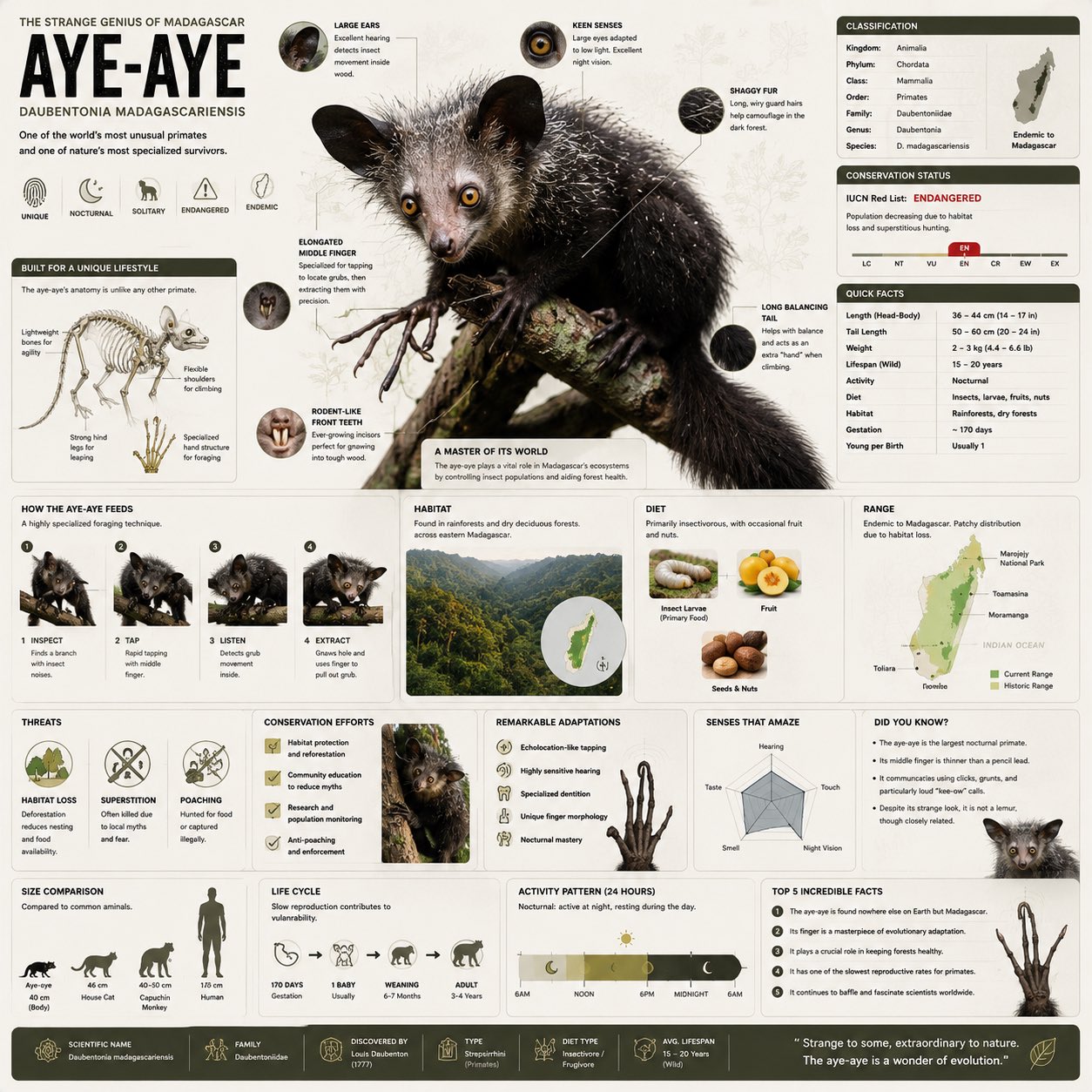 Create a premium square "reference-style wildlife infographi
