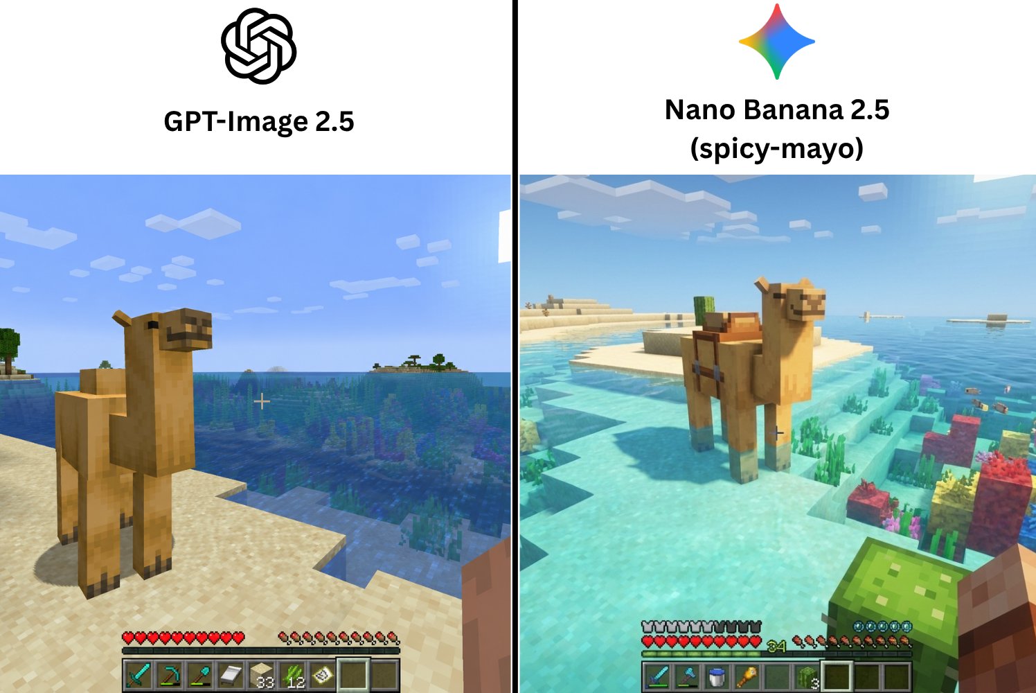 i used same exact prompt for both to generate a minecraft ca