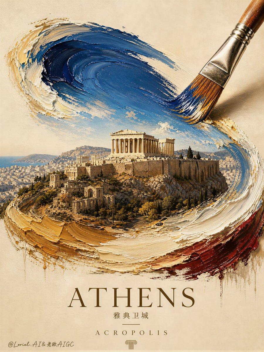 Create an ultra-premium heritage art poster for Athens, cent