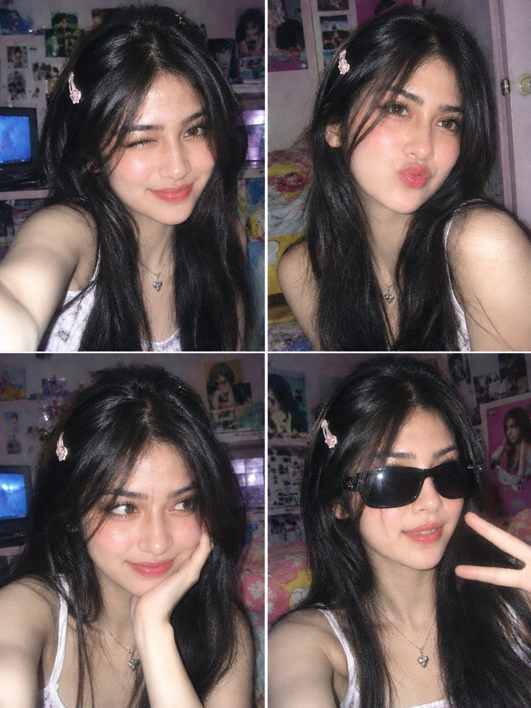 Create a nostalgic 4-panel photo-booth style selfie collage