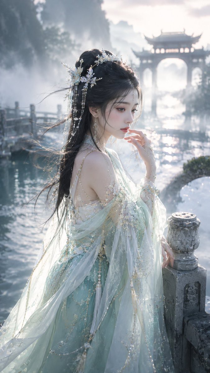 GPT Image 2生成古风图片:雾锁寒潭。