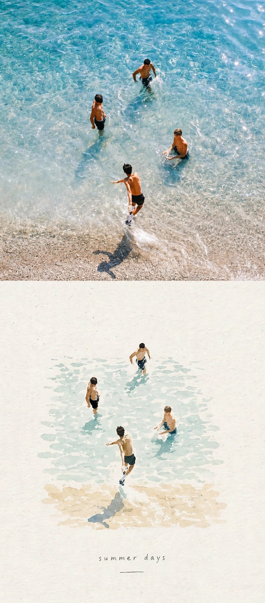 Create a refined editorial travel-art composition based on a