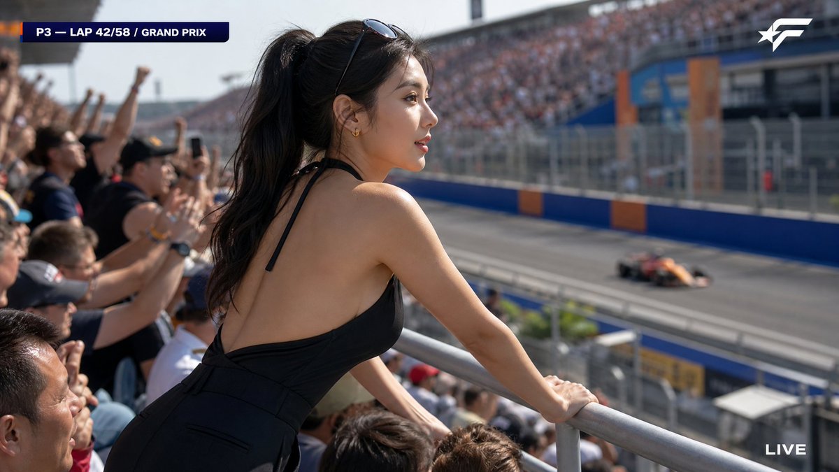 A candid HD broadcast capture from a major Formula racing Gr