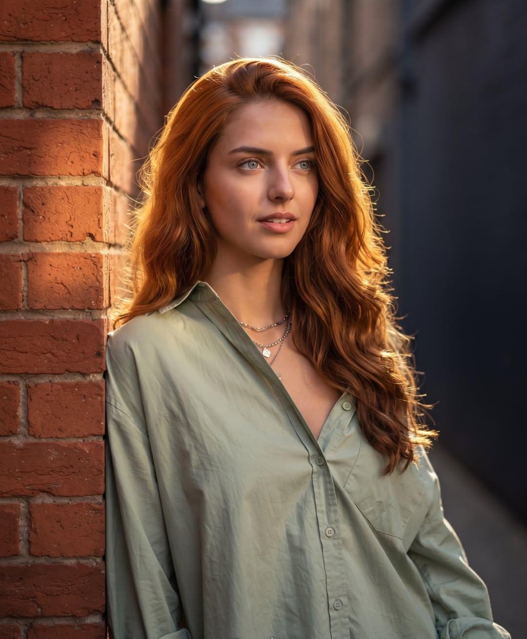A realistic portrait of a beautiful young woman with long, w