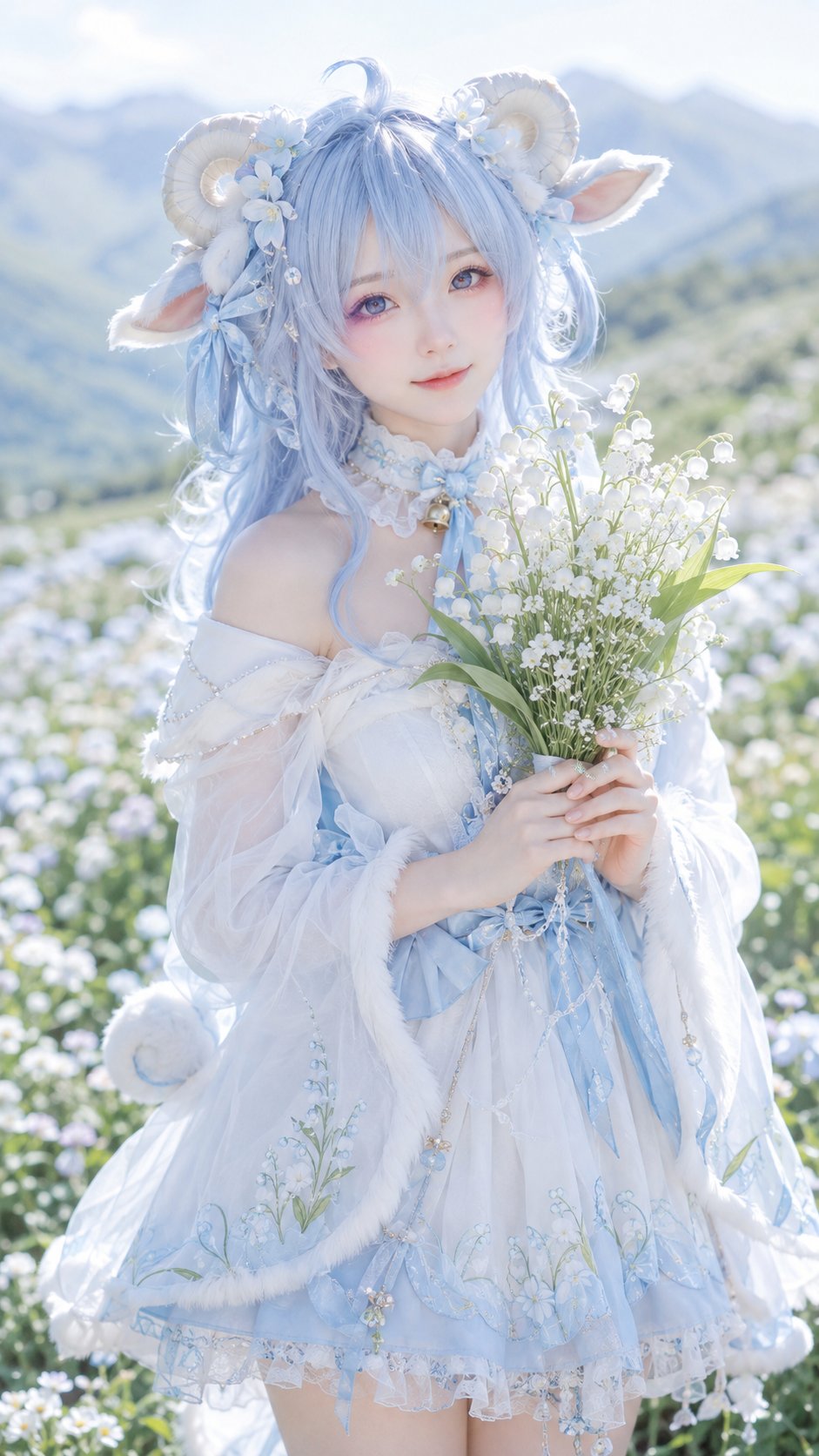 ,年轻成年女性,{场景} {动物}拟人 Cos 写真风格,日系清透萌系外景人像,整体气质 {气质关键词}。角色拥有 {发