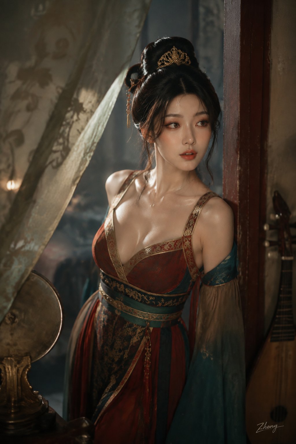 以参考图像中的人物为主角，将她一天的生活照片整理成一张仿佛直接截取自 iPhone「照片」应用界面的相册截图，呈现真实、