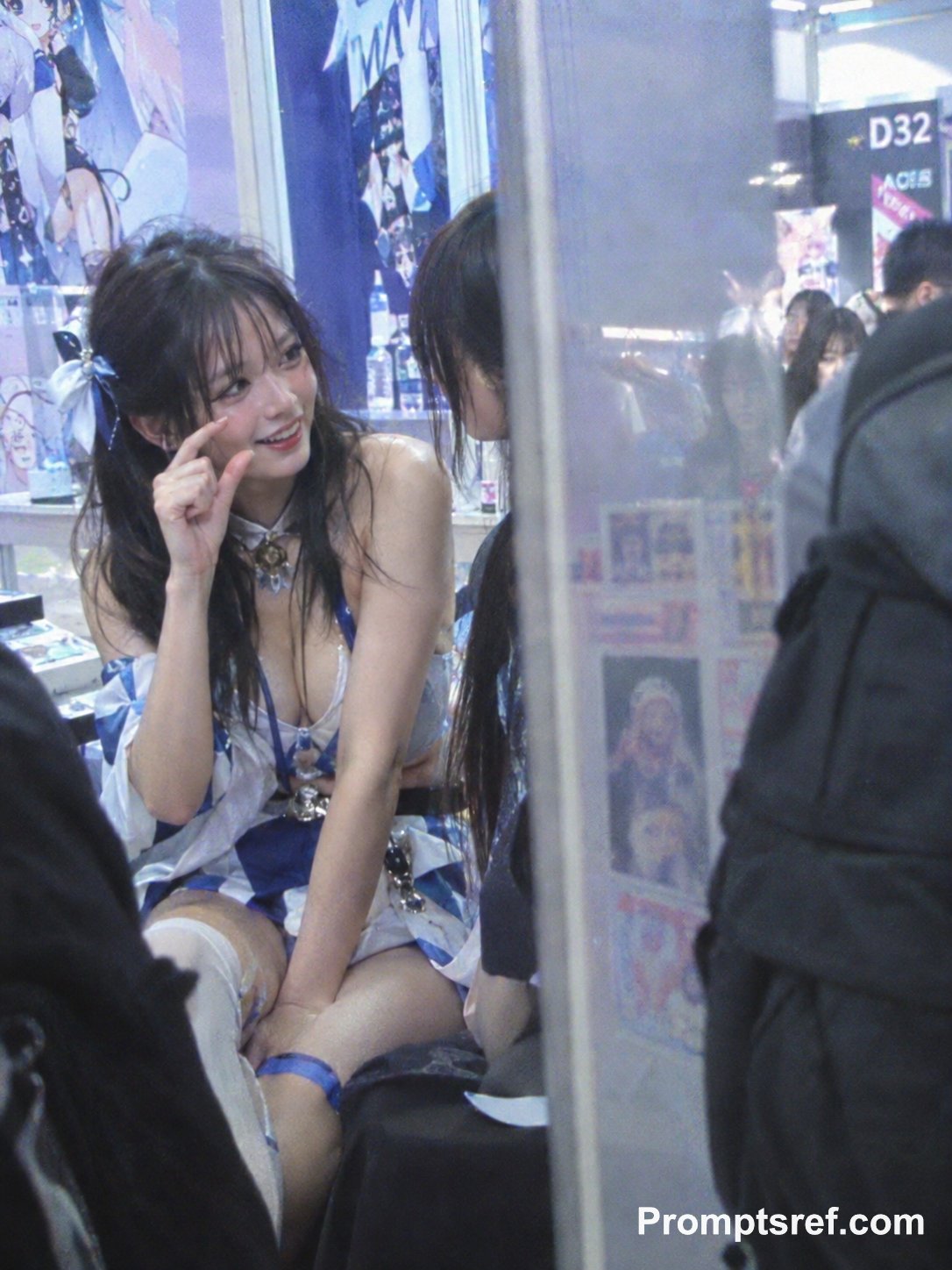 A convention-booth snapshot with an Indie Sleaze mood, visib