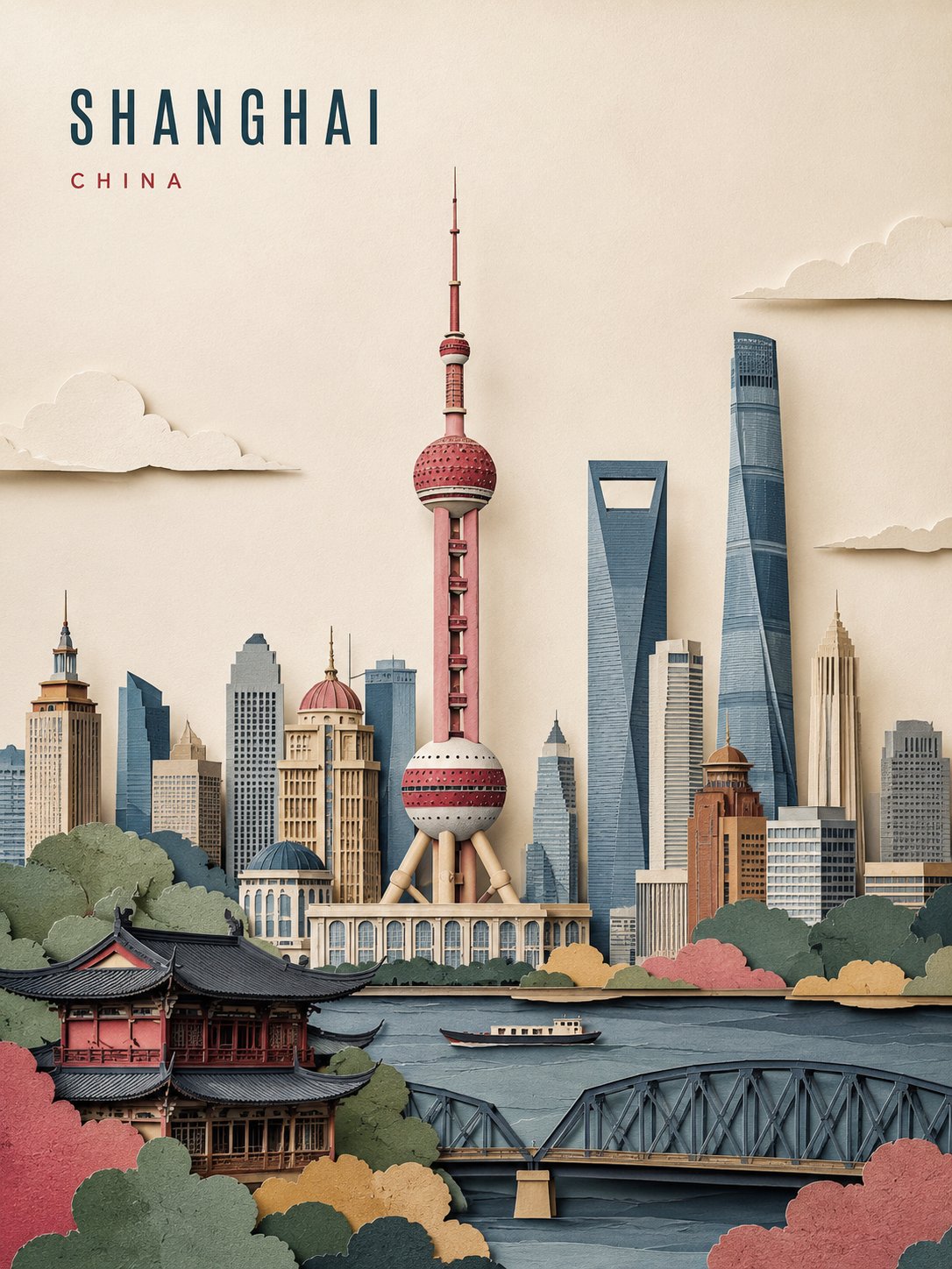 Create a sophisticated vertical 3:4 travel poster of {CITY} 