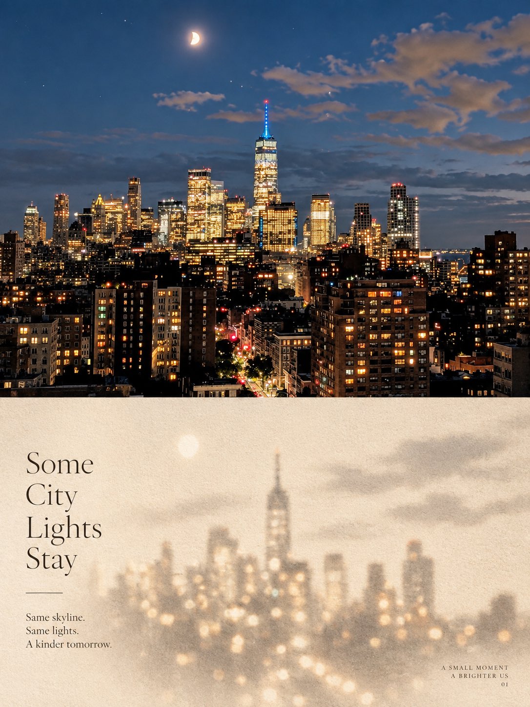 Use the uploaded photo. 3:4 vertical poster, split into two 