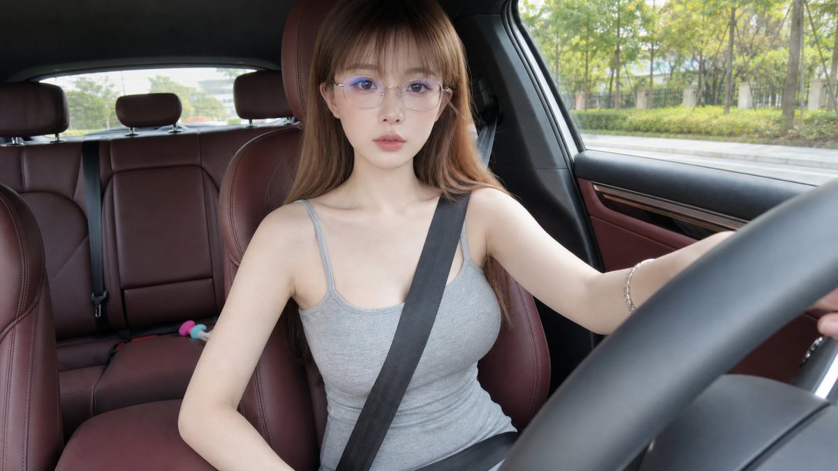 Generate realistic in-car selfie perspective, vertical 9:16.