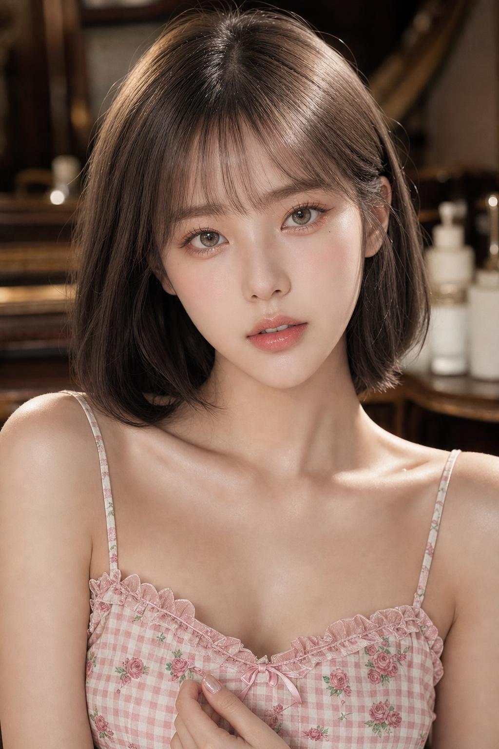 Create a highly photorealistic, youthful East Asian beauty p