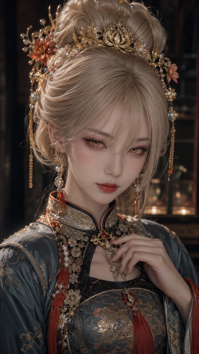 【角色】,成年女性真人 COS 古风近景肖像,保留角色标志性的发色、瞳色、五官气质、代表性配色与核心饰品,并将其自然转译
